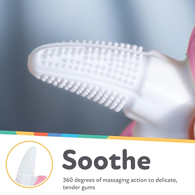 Nuby NanaNubs Banana Massaging Toothbrush - Baby Teething Toy - 3+ Months - Pink