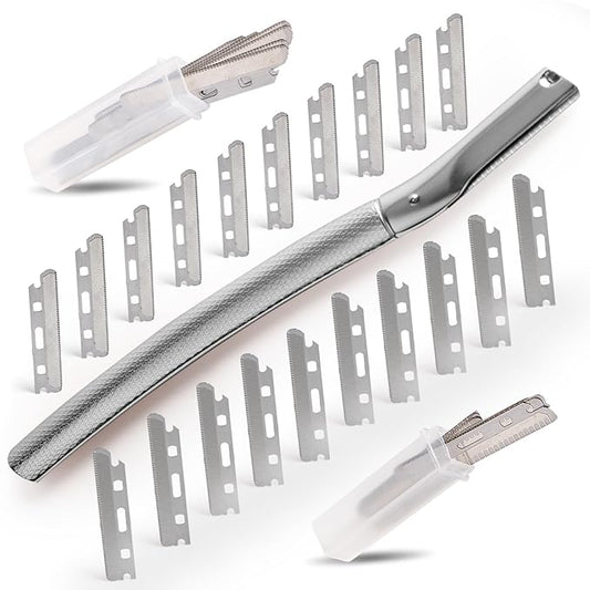 Dermaplane Razor for Women Face with 20PCS Blades,Professional Facial Razors for Peach Fuzz and Eyebrow Hair Removal,Stainless Steel Multipurpose Face Shavers with Gift Box