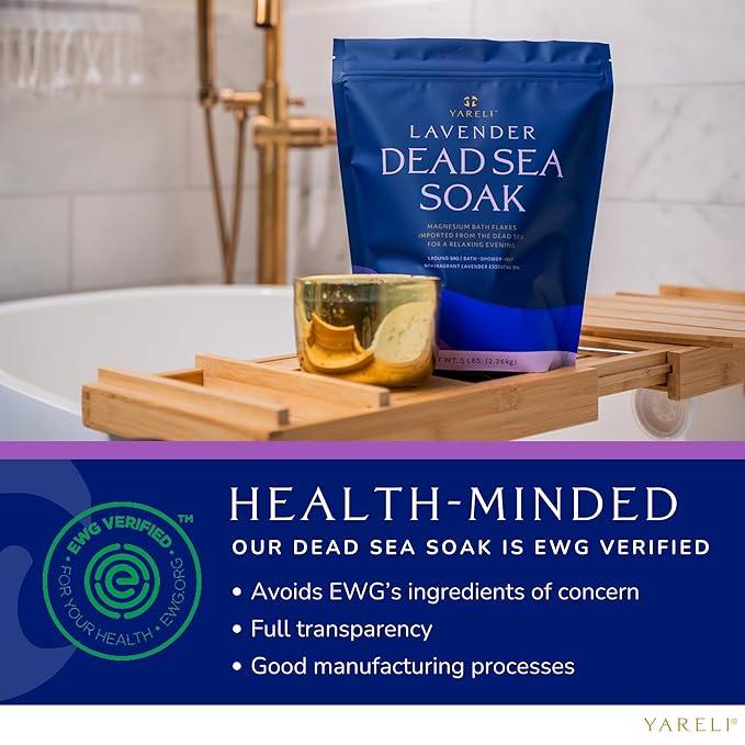 Magnesium Flakes, 5lb Lavender, Dead Sea Bath and Foot Soak, Alternative to Epsom Salt with Over 250,000mg of Magnesium Chloride Per Bag