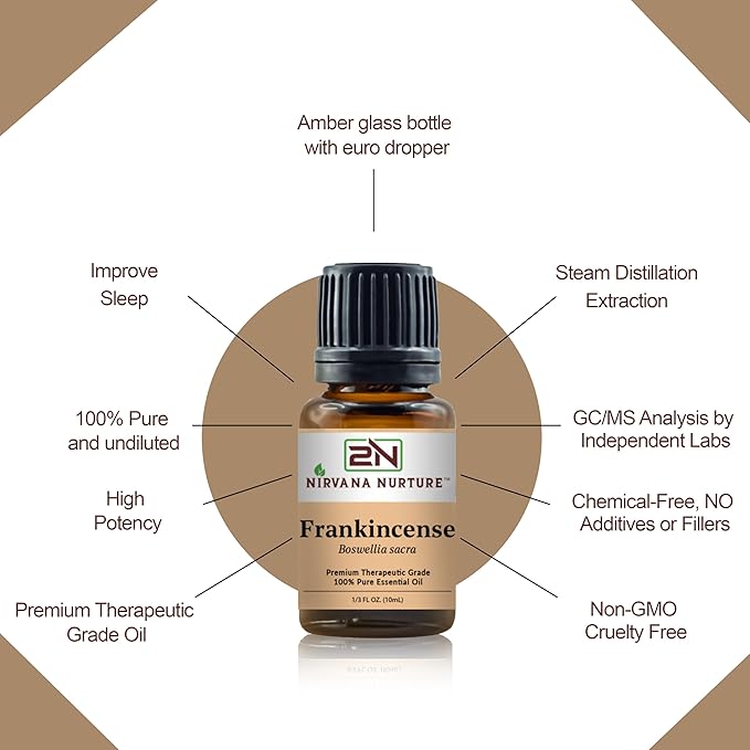Frankincense Sacra Essential Oil 100% Pure Premium Therapeutic Grade, Undiluted - Aromatherapy Diffuser for Calm and Relaxation, Skin Care, Hair Care