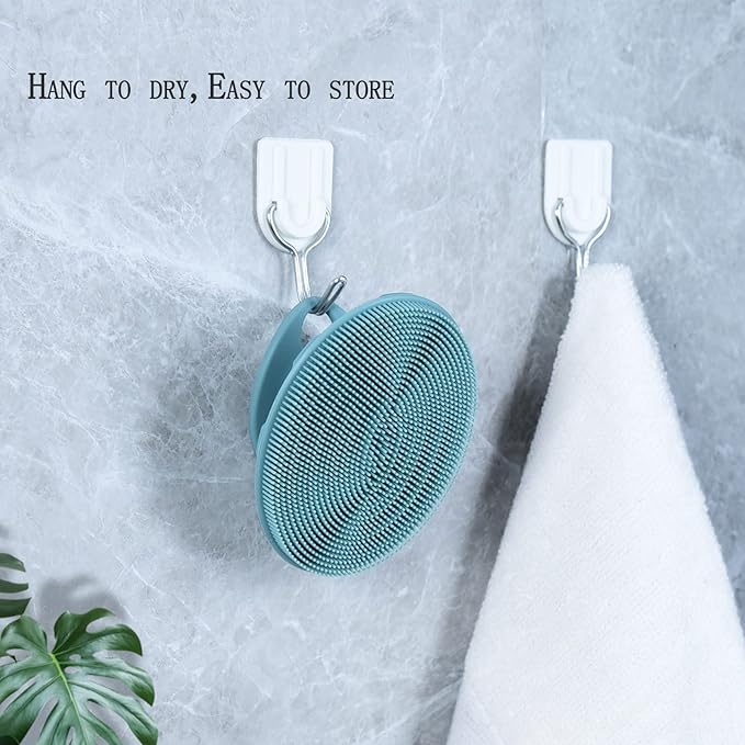 INNERNEED Silicone Face Scrubber, Exfoliating Brush Manual Handheld Facial Cleansing Brush Blackhead Remover, Food-Grade Soft Bristles (Dark Green+Pink)