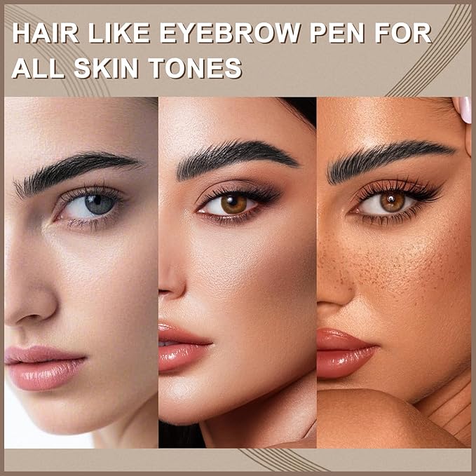 Boobeen 2pcs Waterproof Eyebrow Pen，Dual-Ended Eyeliner Microblading Eyebrow Pencil for Women，Long Lasting Hair-Like Brow Pen with Brow Brush，Dark Brown