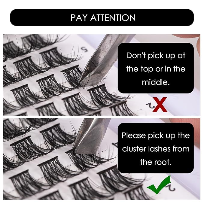 Cluster Lashes 72 Individual Lashes Clusters Eyelash Extensions False Eyelashes DIY Lash Extension Kit Reusable False Eyelashes Natural Look Mix 10-16mm C D Curl-DM06