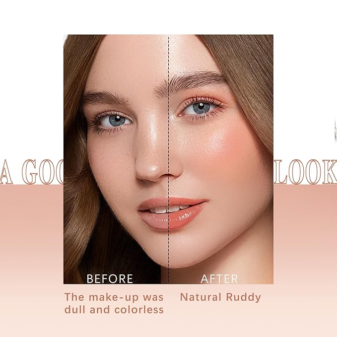 Blush Stick for Cheeks Makeup,Waterproof Cream Blush Face Stick Multi-Use Lip and Cheek Tint,Matte Finish Lightweight Easy to Blend Natural Cream Blusher for All Skin Tones-Glistening Peach