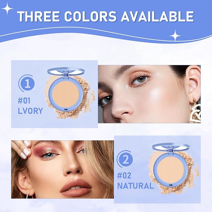 Maycheer Face Powder - Maycheer Lasting Waterproof Pressed Powder Compact, Oil Absorbing Pressed Powders Compact for Face, Available in 3 Different Shades (01# CALASSICIVORY, One size)