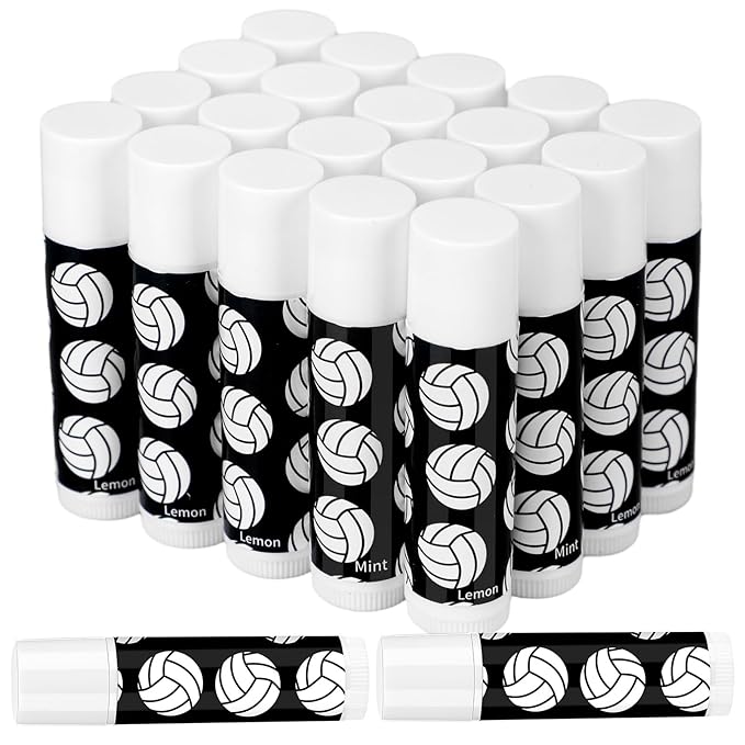 24 Pcs Volleyball Lip Balm Volleyball (Black)