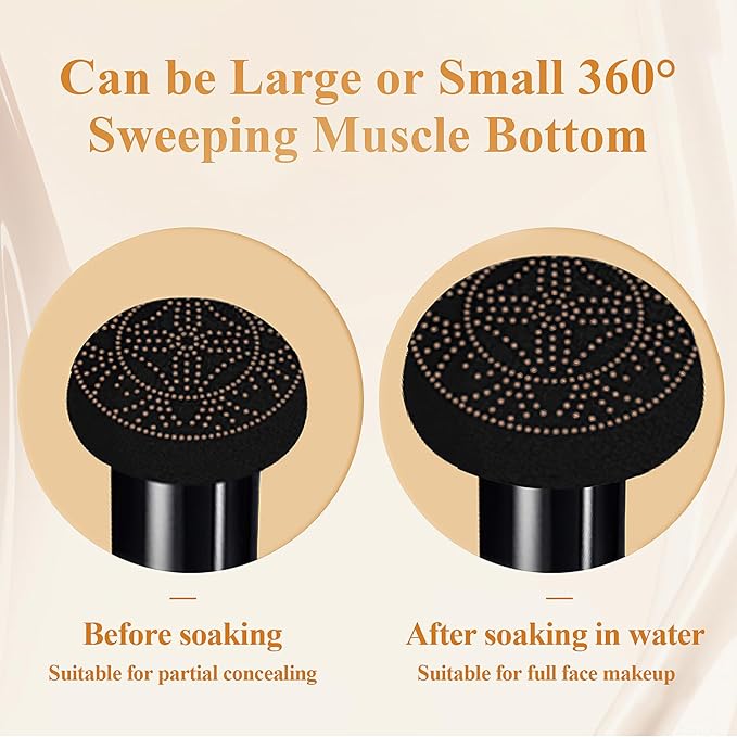 Mushroom Head Air Cushion CC Cream - BB Cream Face Makeup Foundation for Mature Skin Moisturizing Concealer Brighten Long-Lasting, Even Skin Tone for All Skin Types, Ivory Color