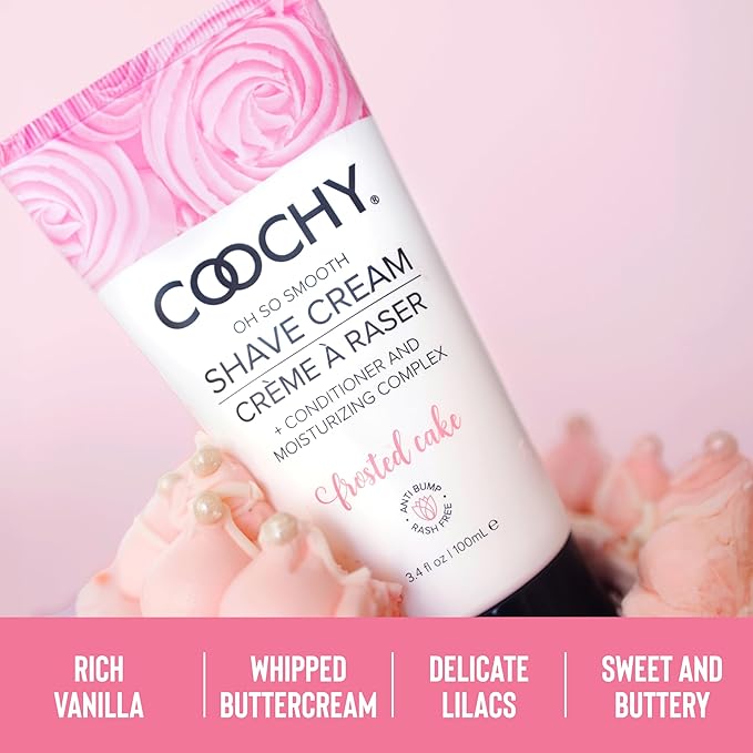 Coochy Shave Cream - Moisturizing Shave Lotion - Gentle Intimate Shaving Cream - For Bikini Area, Underarms, Legs & More - Rash-Free, Hydrating Formula - Frosted Cake, 7.2 oz