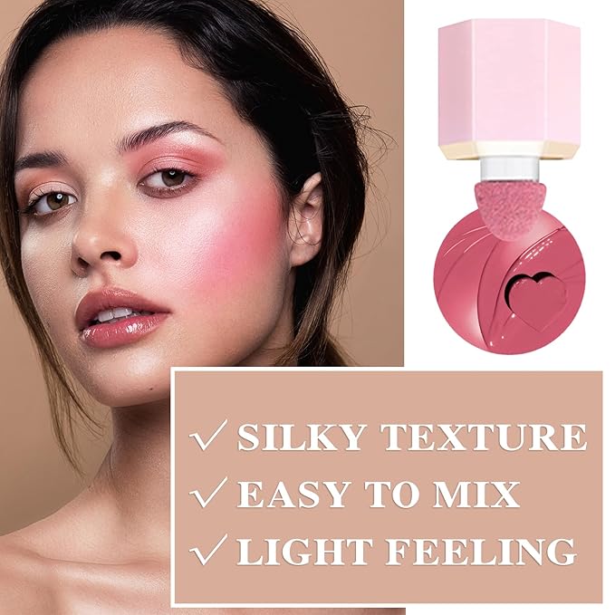 Cream Blush Stick with Brush,Waterproof Multi Cream Blush Skin C4