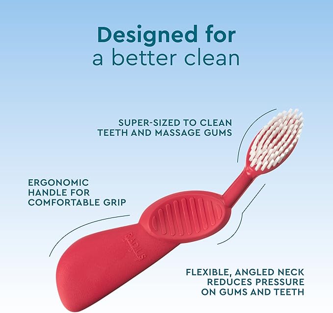 RADIUS Flex Brush with Soft Bristles Toothbrush BPA Free & ADA Accepted Designed to Improve Gum Health & Reduce Issues - Right Hand - Assorted - Pack of 6