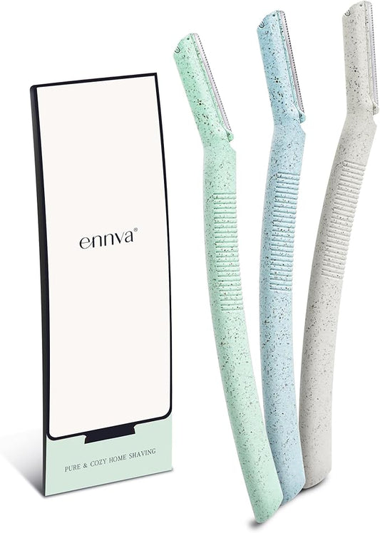 ENNVA 3pcs Dermaplane Facial Hair Removal Razor for Women - Anti-Cutting Protective Blades, Ergonomic Handle, Hygienic Disposable Blades