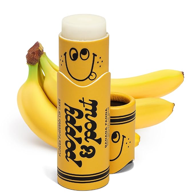 Poppy & Pout Kids Jumbo Lip Balm | All Natural Lip Balms & Moisturizers | Hydrates with Beeswax, Vitamin E, Organic Coconut Oil | Cruelty-Free | Lip Balm in Recyclable Cardboard Tube (Banana Fanna)