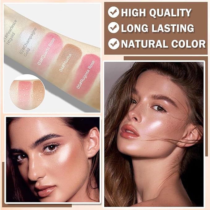 Bronzer Stick Highlighter Stick Cream Contour Stick Makeup,2PCS for Women-Medium