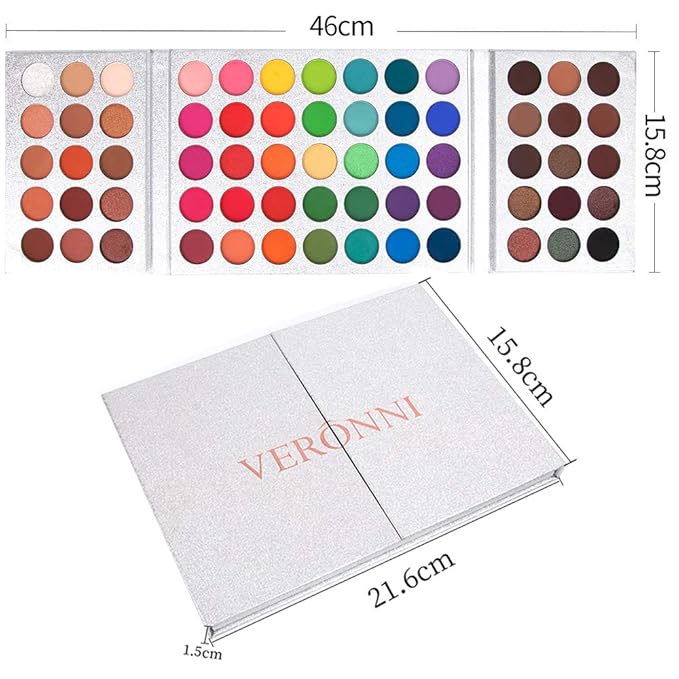 Eyeshadow Palette 65 Colors + 20pcs Makeup Brushes Set + Sponge Blender Sweatproof Pigmented Matte Shimmer Metallic Blendable Soft Pressed Powder Eye Shadow Makeup Palette