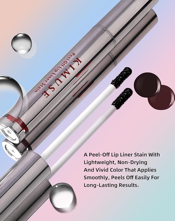 KIMUSE Lip Stain Peel Off, Peel Off Lip Liner Stain with Tweezer, Long Lasting, Waterproof, Transfer Proof Lipstains Color, Smudge-Free, Easy Removal, Matte Finish