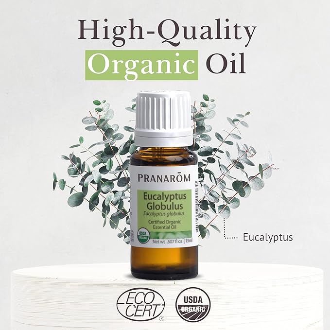 Pranarom USDA Certified Organic Eucalyptus Globulus Essential Oil (30ml), 100% Pure Undiluted Therapeutic Grade from Portugal for Aromatherapy, Diffuser, Topical Care, Relaxation