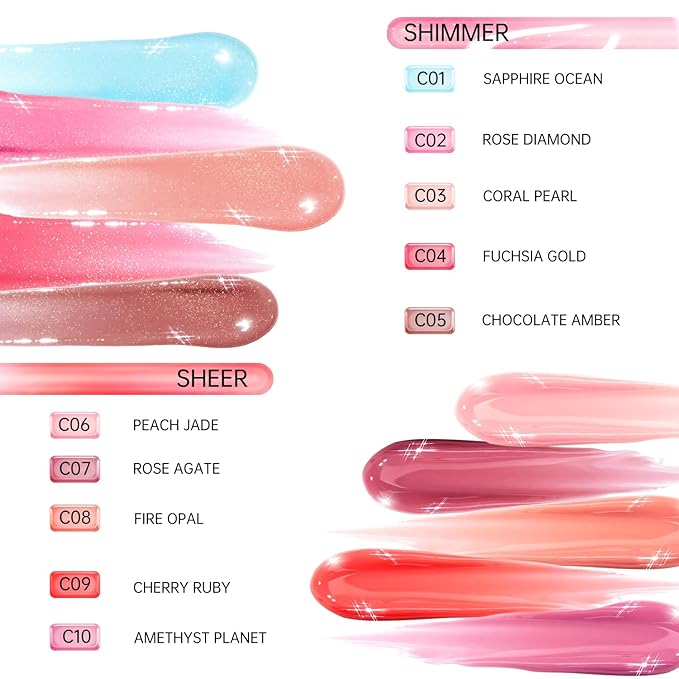 Catkin Lip Plumper Gloss, Tinted Lip Serum with Hyaluronic Acid & Jojoba Oil, Non-sticky Volumizing Hydrating Formula for a High Shine Maximum 3D Look, Plump & Soft Lips 0.12 Fl Oz - C02 Rose Diamond