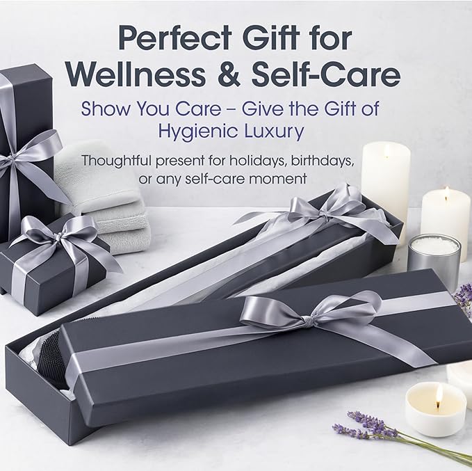 Avilana Silicone Body Scrubber – Gentle Shower Brush & Loofah Alternative- Food Grade & Lab Tested – Fast-Drying, Hygienic, BPA-Free Silicone Body Gentle Exfoliator (Blue, Long Handle)