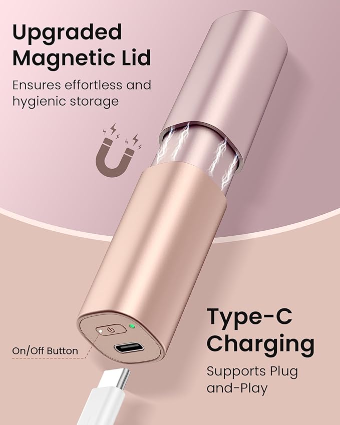 Rechargeable Facial Hair Remover for Women: Painless Mini Face Razors Shaver with 2 Replacement Heads,Electric Facial Hair Removal Device for Upper Lip, Chin & Face for Home & Travel