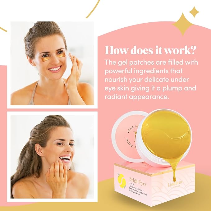24K Gold Collagen Under Eye Mask - Bright Eyes Anti Aging Treatment