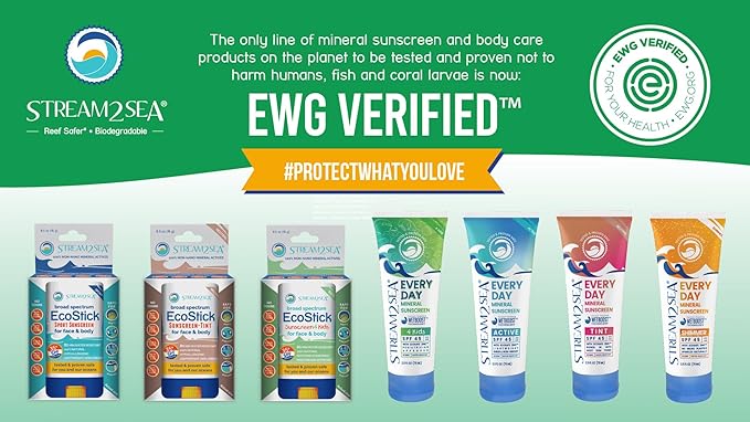 STREAM2SEA EcoStick SPF 35 Mineral Sunscreen Stick, Sweat Water Resistant Sunblock, USDA Approved Biodegradable Paraben Free Reef Safe Sunscreen Protection Against UVA UVB (EcoStick Kids) - 0.5 oz