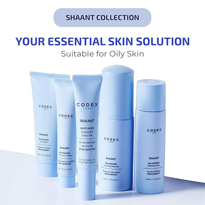 Codex Labs Shaant Deep Cleanse & Tone Kit, Pore Purifying Scrub (100g) & Refining Toner (100ml) - Oil Control & Pore Minimizer - for Acne Prone Skin - with 2% Salicylic Acid, 2% Gluconolactone (PHA)