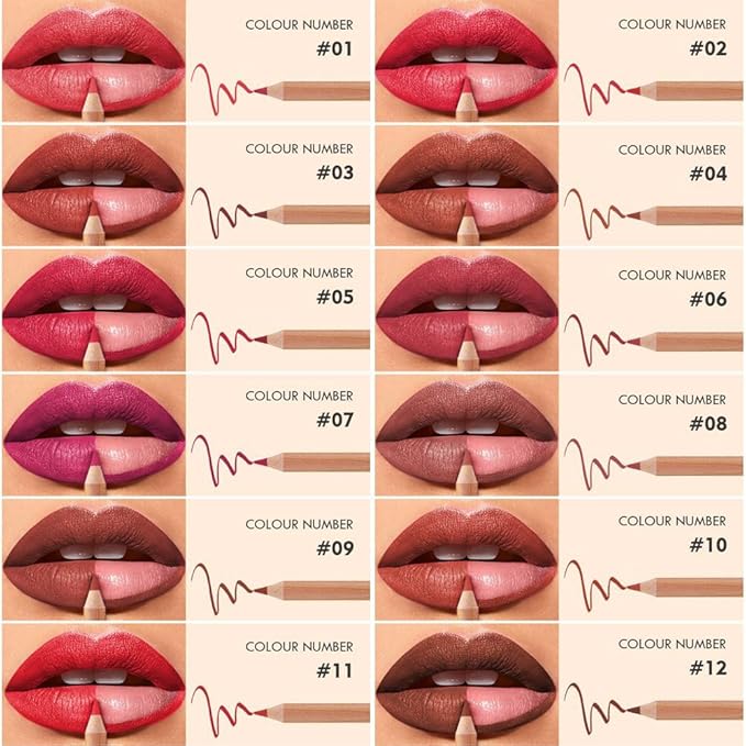 12 Pcs Pink Nude Brown Lip Liner Makeup Set - Waterproof & Smudge-Proof Matte Pencil Lip Liner Pack, Long-Lasting & Durable, Smooth & Easy Glide, Non-Smudge, Contouring, Filling & Layering (Set A)