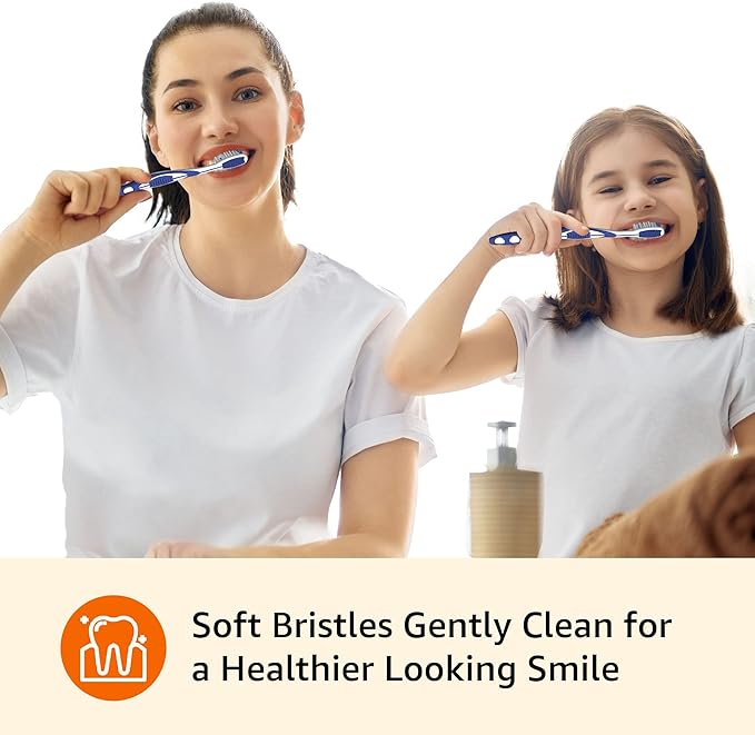 Amazon Basics Orbit Toothbrushes, Soft, Full, 4 Count, Assorted Colors (Previously Solimo)