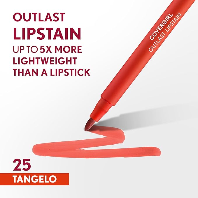 COVERGIRL Outlast Lipstain Bundle - Tangelo 25 & Canyon 35 Shades, Vegan Formula
