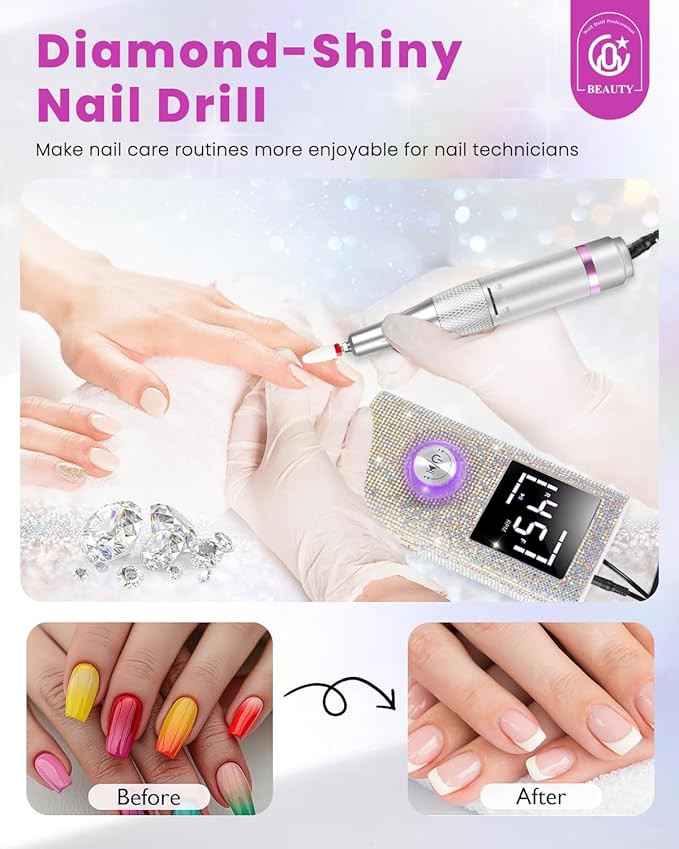 CozyZen Cordless Electric Nail Drill, 45000 RPM Rechargeable Diamond E-File, Portable & Low Noise for Acrylic/Gel Nails, Manicure & Pedicure - Professional & Home Use