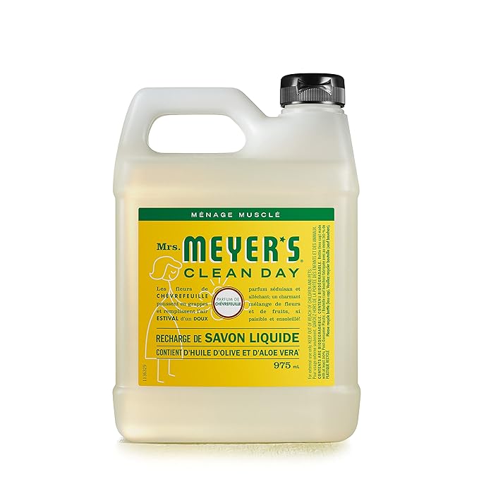 Mrs. Meyer's Clean Day Liquid Hand Soap Refill, Cruelty Free and Biodegradable Hand Wash Made with Essential Oils, Honeysuckle Scent, 975 ml