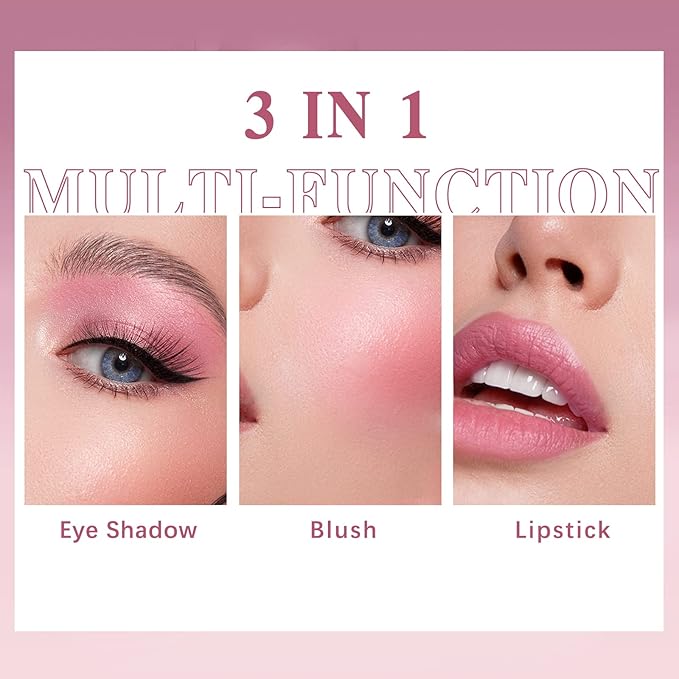 Cream Blush Stick for Cheeks Makeup,Waterproof Blush Face Stick Multi-Use Lip and Cheek Tint,Matte Finish Lightweight Easy to Blend Natural Cream Blusher Makeup for All Skin Tones- Pink