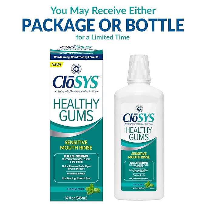 Closys Healthy Gums Mouthwash, Antiplaque and Antigingivitis for Gum Health, Non-Burning, Non-Irritating – 32 Fl Oz (Triple Pack)