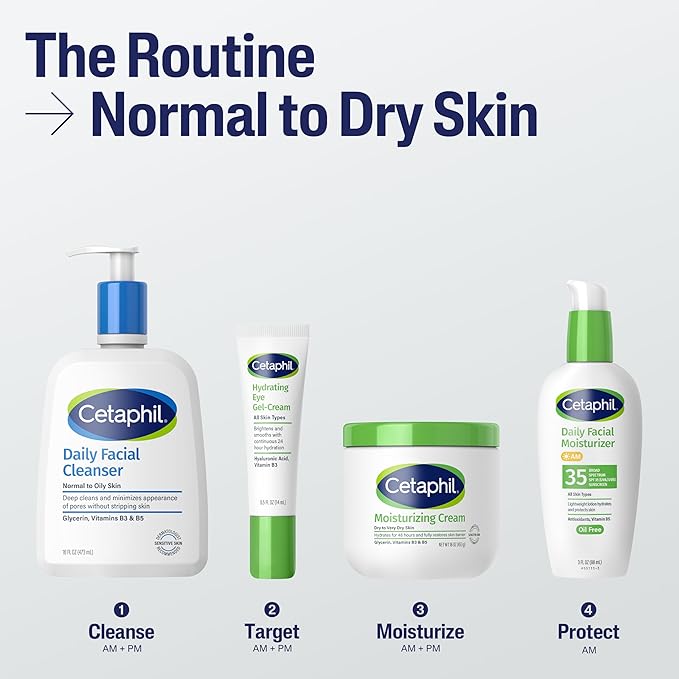 Cetaphil Face Wash, Hydrating Daily Facial Cleanser for Dry to Normal Sensitive Skin, 16 oz, 2 Pack