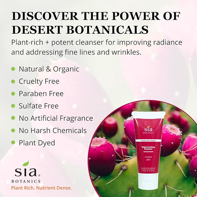 Rejuvenating Facial Cleanser (74ml/2.5oz Eco Tube) | Face Wash w/Prickly Pear, Aloe Vera, Orange Blossom | Natural, Clean, Botanical Skincare for Women