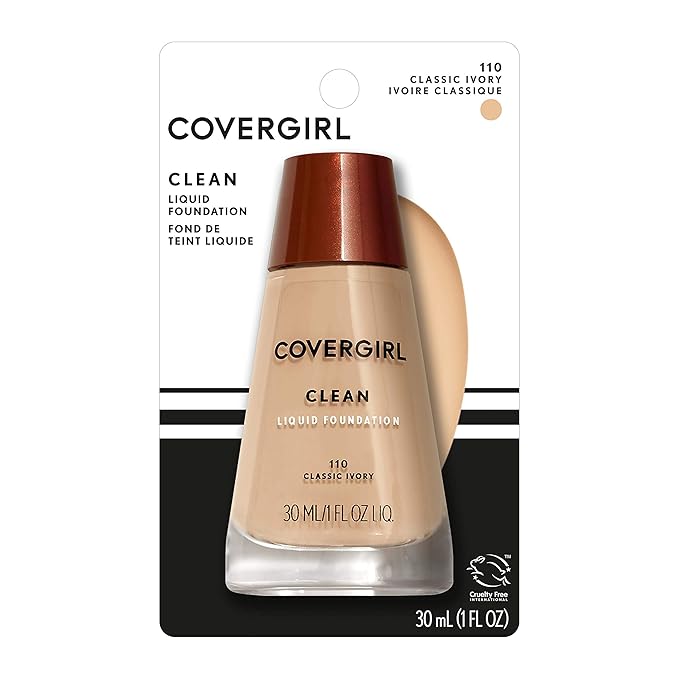 Covergirl Clean Liquid Foundation - 110 By for Women - Foundation, Classic Ivory, 0.25 Ounce