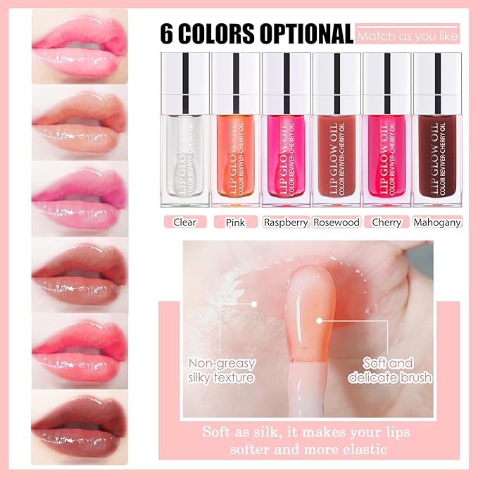 3PCS Lip Oil Set, Hydrating Lip Mahogany)