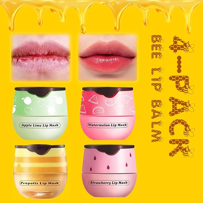 4PCS Lip Balm Honey Pot, Honey Sleeping