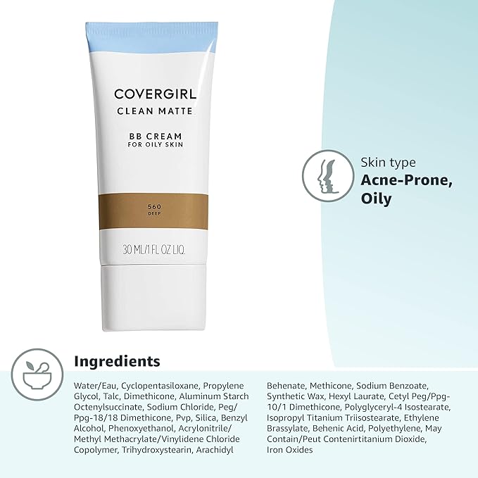 COVERGIRL Clean Matte BB Cream Deep 560 For of 4)