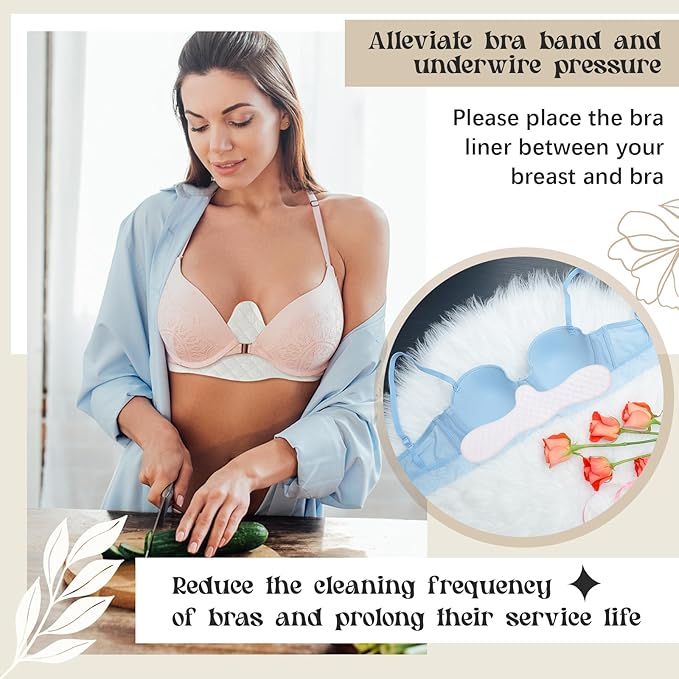 Boyiee 16 Pcs Cotton Bra Liners 3 Layer Reusable Boob Towel Under Breast Sweat Absorber Pads for Woman