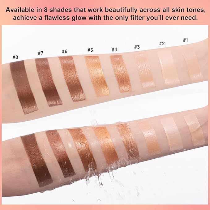 Natural Glow Liquid Filter Makeup, Longwear Face Luminizer, Complexion Booster For Any Part of the Body, Liquid Highlighter with Brush Kit, Infused Hyaluronic Acid, 1.06 fl oz (#01 FAIR)