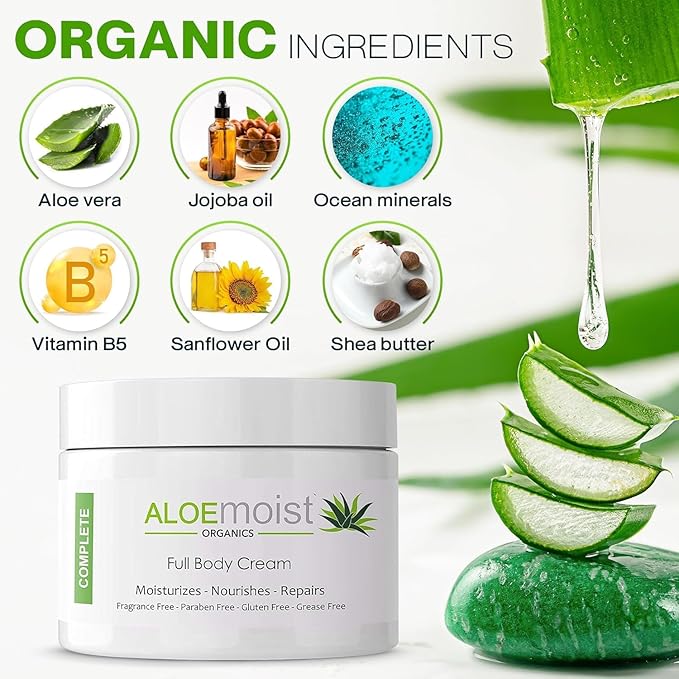 Organic Aloe Vera Lotion - Face & Body Moisturizing Cream with Natural Aloe Vera, Vitamin E Oil, Vitamin C, Retinol Cream, Shea Butter – Anti Aging Face Moisturizer for Women, Dry Skin (2 oz)