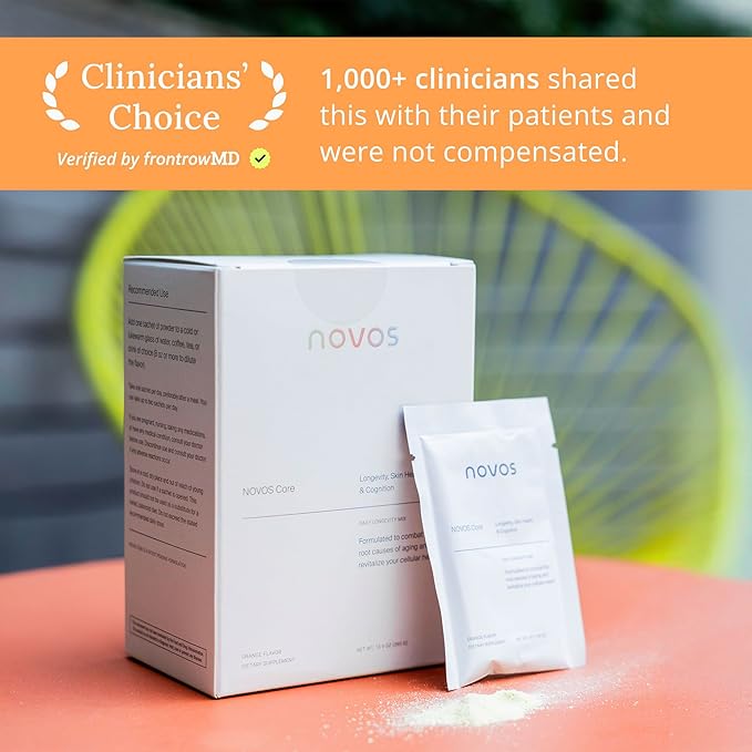 NOVOS Core Longevity Mix, Anti-Aging Supplement, Drink Powder Packet Orange Flavor - Skin Support, Energy, Mood Support, Sleep and Cognition Support - 30 Servings