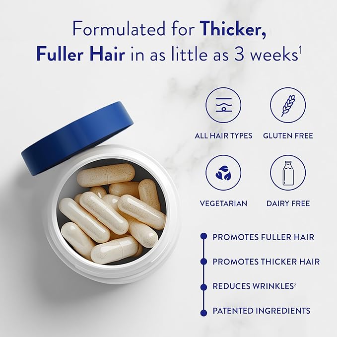 Routine Wellness Hair Growth Supplement - Clinically Proven for Thicker, Fuller Hair - Reduces Wrinkles, Fine Lines - Gluten Free, Ideal for Women & Men with Thinning Hair - 2 Bottles, 60 Day Supply