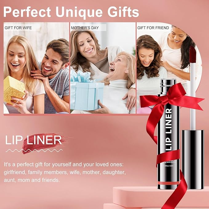 OETUIOW Lip Stain Peel Off, Lip Liner Moisturizing Long-Lasting & Waterproof, Transfer Proof & Plumping, Non-Stick Cup, Nude Color