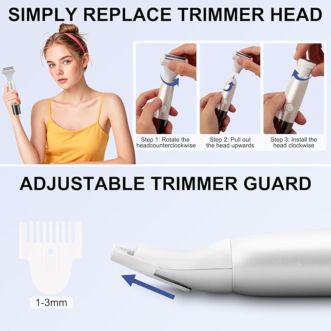 5 in 1 Bikini Trimmer for Women - Electric Razors for Women, Cordless Rechargeable Electric Shaver, IPX7 Waterproof Wet Dry Lady Body Hair Remover for Face Nose Eyebrow Arm Leg Pubic Armpit Bikini