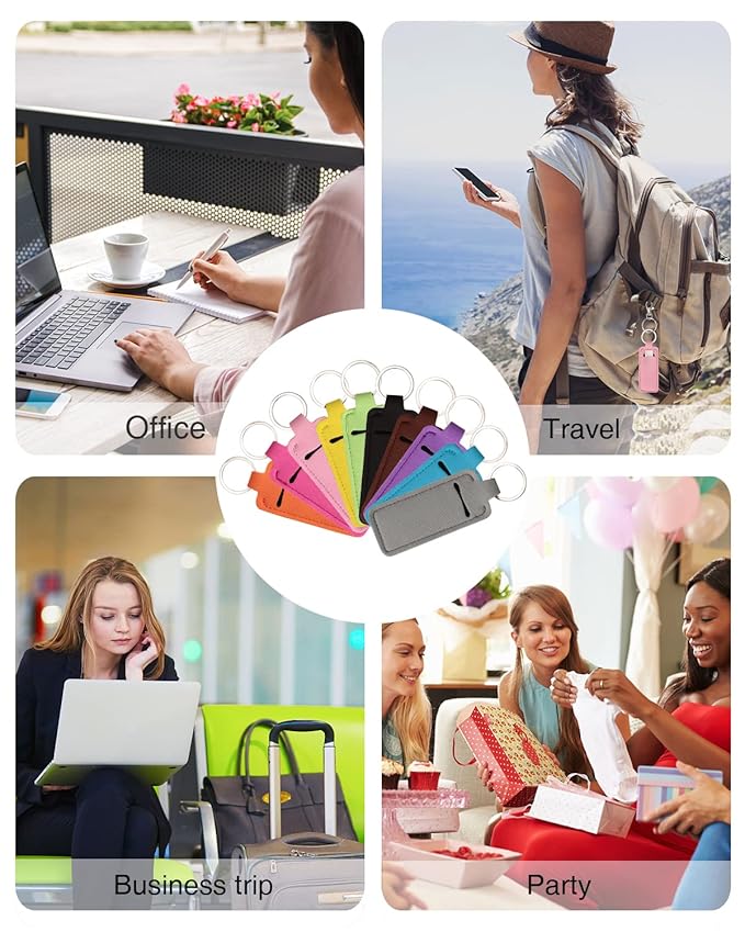 Chapstick Holder Lip Balm Sleeve Pouch Chapstick Holder With Clip Lipstick Lip Gloss Holder Stocking Stuffers Gift for Women (ten pcs)