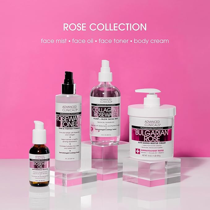 Advanced Clinicals Bulgarian Rose Lotion For Women | Rose Scented Vitamin C Body Lotion Cream | Visible Anti Aging Vitamin E Moisturizer Body Butter Improves Look Of Sagging Dry Skin & Texture, 16 Oz