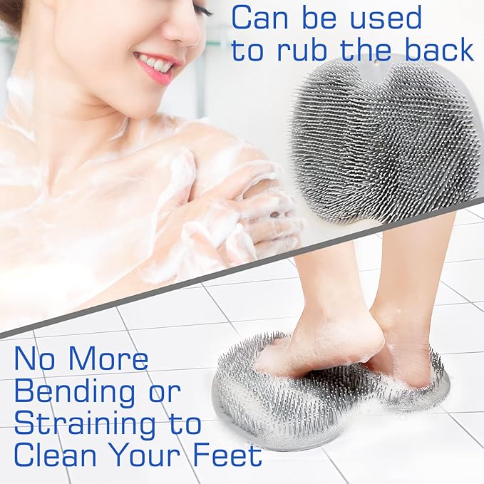 Shower foot scrubber mat back