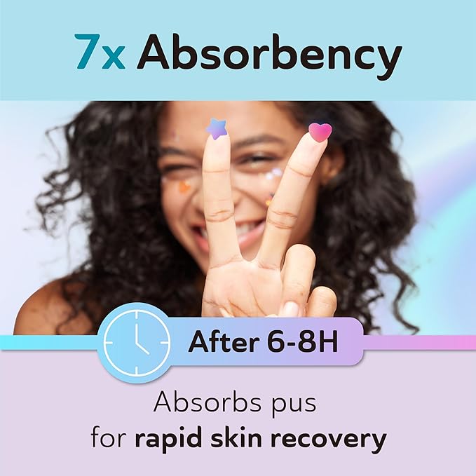 Star Pimple Patches for Face, Cute Acne Patches with Salicylic Acid, CICA & Tea Tree Oil, 144 Holographic Star Moon Heart Butterfly Patches, 7X Absorbency Pimple Patches for Teens (4 Designs, 36 Each)